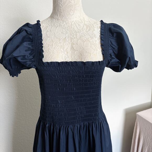 TUCKERNUCK Tory Burch Navy Maxi Dress XL Puff Sleeve Tiered Quiet Luxury NWOT - Picture 5 of 15